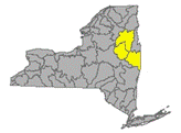 Map of NYS identifying the Upper Hudson River Watershed