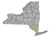 Map of NYS identifying the Ramapo River Watershed