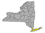 Map of NYS identifying the Atlantic/Long Island Sound Watershed