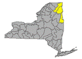 Map of NYS identifying the Lake Champlain Watershed