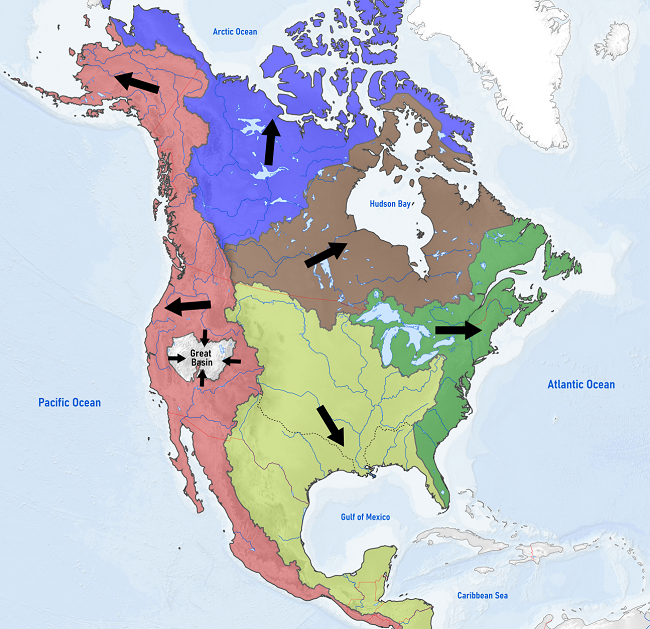 Watershed Map Of North America North America Map America Map | Images ...